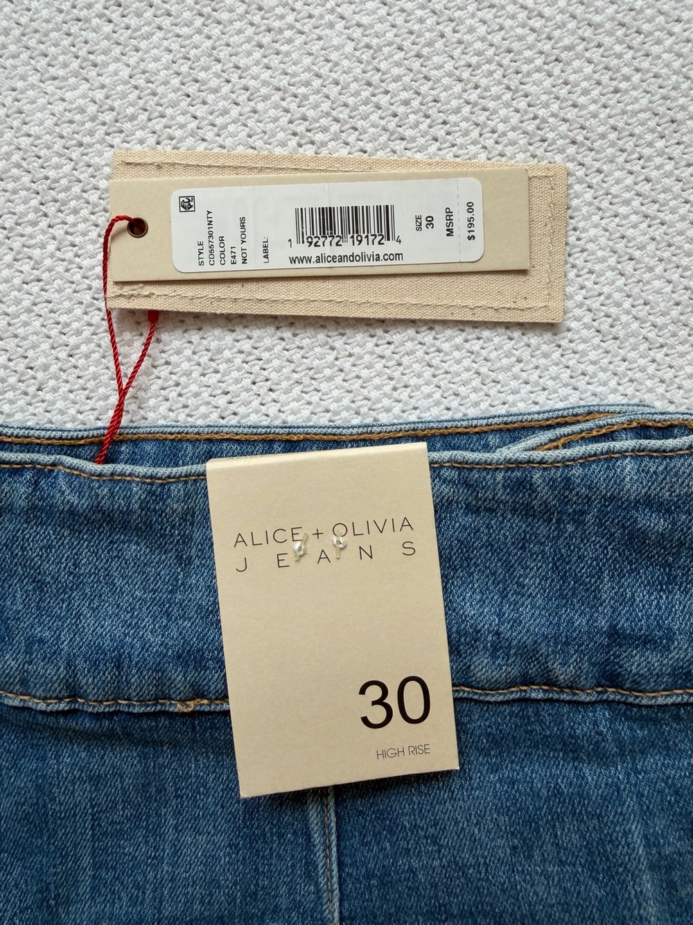 Alice + Olivia Vintage-Style Patch Pocket Denim Shorts in Blue - Picture 3 of 4